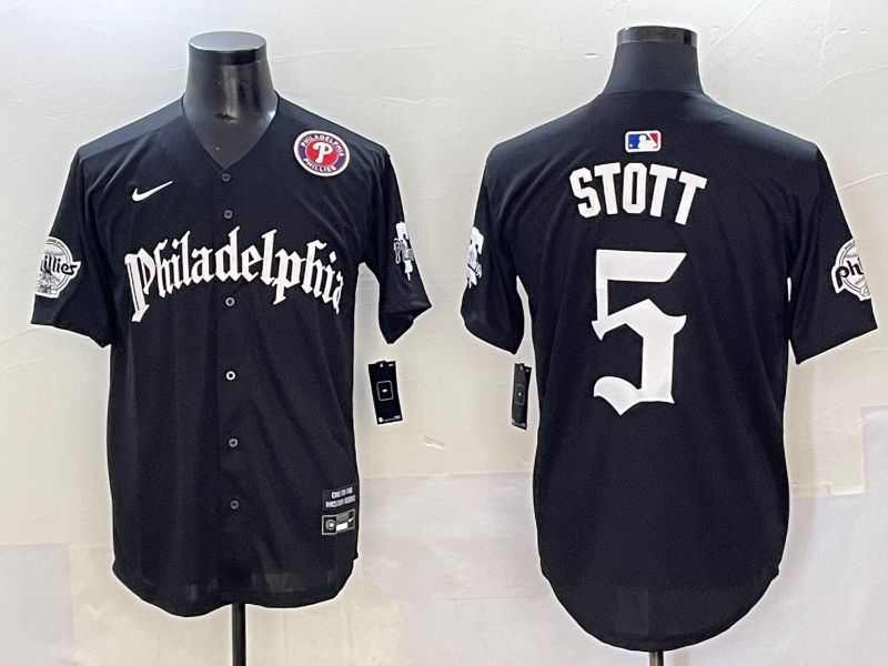 Men 2025 Philadelphia Phillies #5 Stott Black Seventh generation Joint Name Nike MLB Jersey style 6->philadelphia phillies->MLB Jersey